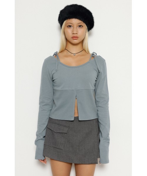 LAGUA GEM（ラグアジェム）の「HALTER NECK CUT RIB トップス（T