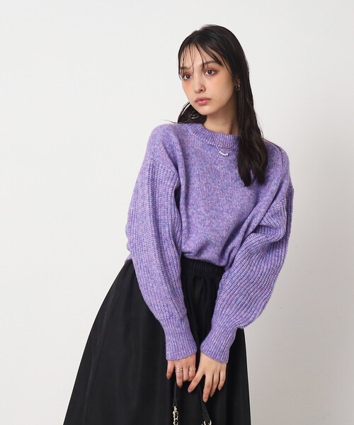 Cutie Blonde(キューティーブロンド)の「◆ふわふわミックスカラーニット(ニット/セーター・レディース・パープル系4/グリーン/チャコールグレー・01/02/03)」の11枚目の写真
