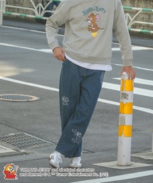 【OUTDOOR PRODUCTS/アウトドアプロダクツ】【TOM AND JERRY/トムとジェリー】 トムジェリ タフィー コラボ 刺繍 オーバーサイズデニム ワイドデニム ジーンズ