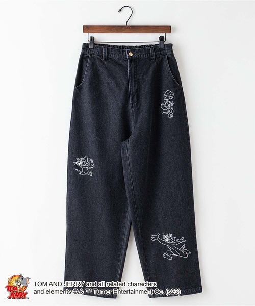 Tom＆Jerry（トムアンドジェリー）の「【OUTDOOR PRODUCTS/アウトドアプロダクツ】【TOM AND JERRY/トムとジェリー】 トムジェリ 　タフィー　 コラボ　　刺繍 　 オーバーサイズデニム　ワイドデニム　ジーンズ（デニムパンツ・メンズ・ブラック/ブルー・MEDIUM/LARGE）」の8枚目の写真
