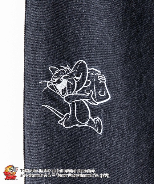 Tom＆Jerry（トムアンドジェリー）の「【OUTDOOR PRODUCTS/アウトドアプロダクツ】【TOM AND JERRY/トムとジェリー】 トムジェリ 　タフィー　 コラボ　　刺繍 　 オーバーサイズデニム　ワイドデニム　ジーンズ（デニムパンツ・メンズ・ブラック/ブルー・MEDIUM/LARGE）」の6枚目の写真