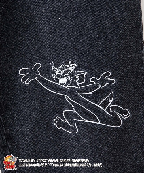 Tom＆Jerry（トムアンドジェリー）の「【OUTDOOR PRODUCTS/アウトドアプロダクツ】【TOM AND JERRY/トムとジェリー】 トムジェリ 　タフィー　 コラボ　　刺繍 　 オーバーサイズデニム　ワイドデニム　ジーンズ（デニムパンツ・メンズ・ブラック/ブルー・MEDIUM/LARGE）」の14枚目の写真