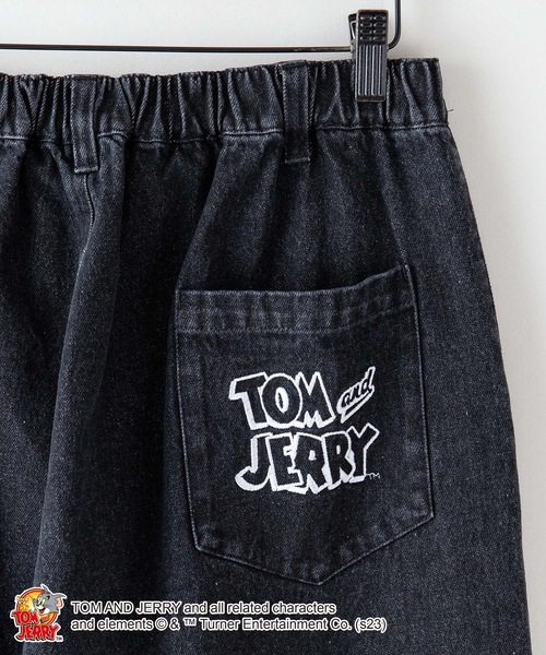 Tom＆Jerry（トムアンドジェリー）の「【OUTDOOR PRODUCTS/アウトドアプロダクツ】【TOM AND JERRY/トムとジェリー】 トムジェリ 　タフィー　 コラボ　　刺繍 　 オーバーサイズデニム　ワイドデニム　ジーンズ（デニムパンツ・メンズ・ブラック/ブルー・MEDIUM/LARGE）」の5枚目の写真
