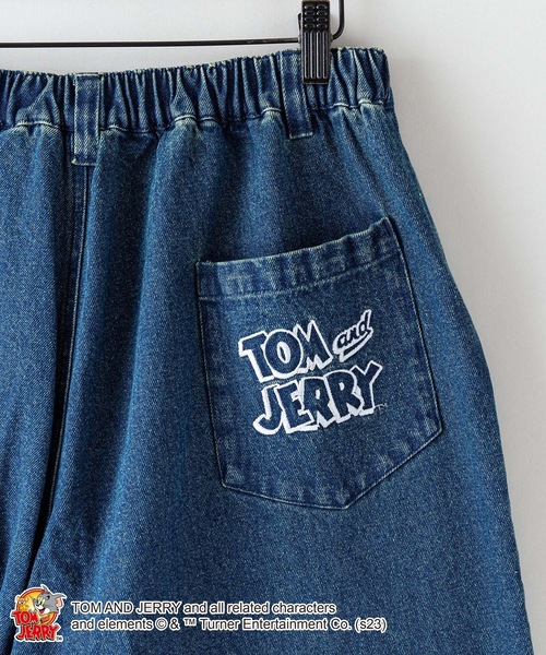 Tom＆Jerry（トムアンドジェリー）の「【OUTDOOR PRODUCTS/アウトドアプロダクツ】【TOM AND JERRY/トムとジェリー】 トムジェリ 　タフィー　 コラボ　　刺繍 　 オーバーサイズデニム　ワイドデニム　ジーンズ（デニムパンツ・メンズ・ブラック/ブルー・MEDIUM/LARGE）」の11枚目の写真