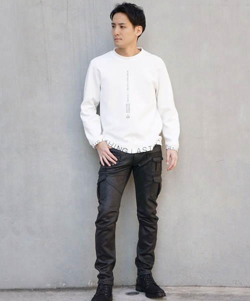 HIDEAWAYS NICOLE（ハイダウェイニコル）の「ダンボールニットロゴプリントクルーネックプルオーバー（Tシャツ/カットソー・メンズ・オフホワイト/チェック/ブラック/モカ・MEDIUM/LARGE/X-LARGE）」の15枚目の写真