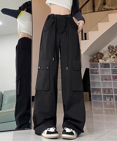 gossip!ロサンゼルス(ゴシップロサンゼルス)の「YUGA ハイウエストカーゴパンツ(カーゴパンツ・レディース・カーキ/ブラック/オフホワイト/グレー・L/M)」の9枚目の写真