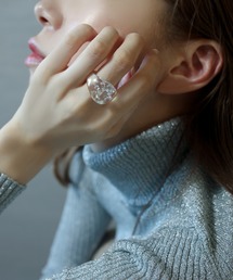 美品　11号　e.m　イーエム　両面　ジルコニア　リング　指輪　クリア 美品 11号 e.m イーエム 両面 ジルコニア リング 指輪 クリア