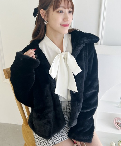 セール】フェイクファー襟付きショートコート（その他アウター