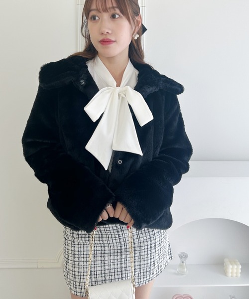 セール】フェイクファー襟付きショートコート（その他アウター