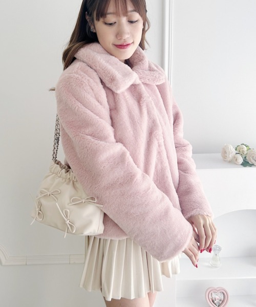 美品♡メゾンドフルール プチローブ ファーショートコート 公式】Maison de FLEUR Petite Robe（メゾンドフルール