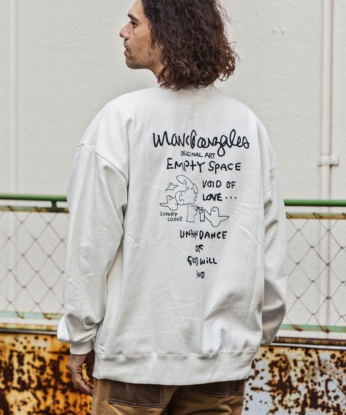 Mark Gonzales（マーク・ゴンザレス）の「【WEB・直営店限定】MARK GONZALES ARTWORK COLLECTION(マーク ゴンザレス)バックプリントクルーネックプルオーバー 3type 5colors（スウェット・メンズ・ホワイト系3/ホワイト系2/ブラック系1/グレー系1/ベージュ系3/ベージュ系1/ブラック系2/ベージュ系2/ホワイト系1/ネイビー系3/グレー系3/ブラック系3/ネイビー系1/グレー系2/ネイビー系2・L/M/XL）」の4枚目の写真