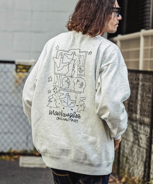 Mark Gonzales（マーク・ゴンザレス）の「【WEB・直営店限定】MARK GONZALES ARTWORK COLLECTION(マーク ゴンザレス)バックプリントクルーネックプルオーバー 3type 5colors（スウェット・メンズ・ホワイト系3/ホワイト系2/ブラック系1/グレー系1/ベージュ系3/ベージュ系1/ブラック系2/ベージュ系2/ホワイト系1/ネイビー系3/グレー系3/ブラック系3/ネイビー系1/グレー系2/ネイビー系2・L/M/XL）」の8枚目の写真