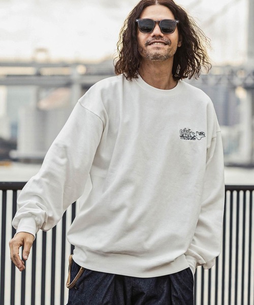 Mark Gonzales（マーク・ゴンザレス）の「【WEB・直営店限定】MARK GONZALES ARTWORK COLLECTION(マーク ゴンザレス)バックプリントクルーネックプルオーバー 3type 5colors（スウェット・メンズ・ホワイト系3/ホワイト系2/ブラック系1/グレー系1/ベージュ系3/ベージュ系1/ブラック系2/ベージュ系2/ホワイト系1/ネイビー系3/グレー系3/ブラック系3/ネイビー系1/グレー系2/ネイビー系2・L/M/XL）」の16枚目の写真