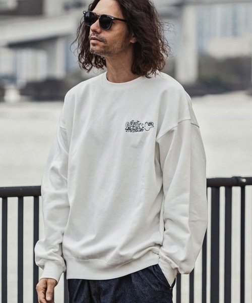 Mark Gonzales（マーク・ゴンザレス）の「【WEB・直営店限定】MARK GONZALES ARTWORK COLLECTION(マーク ゴンザレス)バックプリントクルーネックプルオーバー 3type 5colors（スウェット・メンズ・ホワイト系3/ホワイト系2/ブラック系1/グレー系1/ベージュ系3/ベージュ系1/ブラック系2/ベージュ系2/ホワイト系1/ネイビー系3/グレー系3/ブラック系3/ネイビー系1/グレー系2/ネイビー系2・L/M/XL）」の17枚目の写真