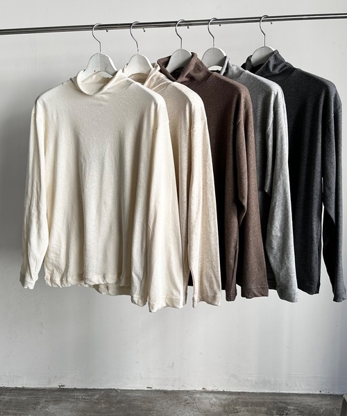 vent blanc(ヴァンブラン)の「VENT BLANC :コットン ハイネックトップス(Tシャツ/カットソー・レディース・ナチュラル/チャコールグレー/グレー/アイボリー/ブラウン・FREE)」の7枚目の写真