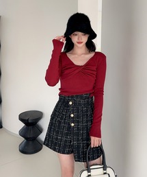 【Jasmine】クロスデザイン長袖トップス