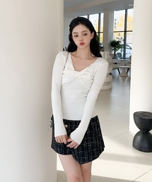 【Jasmine】クロスデザイン長袖トップス