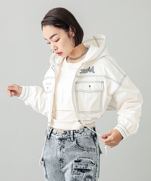 Xgirl レディース ブルゾン アウター ショート丈 ブラウン X