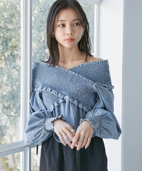 VIS(ビス)の「デニムライククロスシャーリングブラウス(シャツ/ブラウス・レディース・ブルー系その他4/スミクロ・FREE)」の8枚目の写真