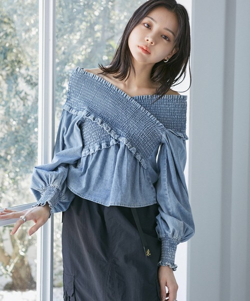 VIS(ビス)の「デニムライククロスシャーリングブラウス(シャツ/ブラウス・レディース・ブルー系その他4/スミクロ・FREE)」の9枚目の写真