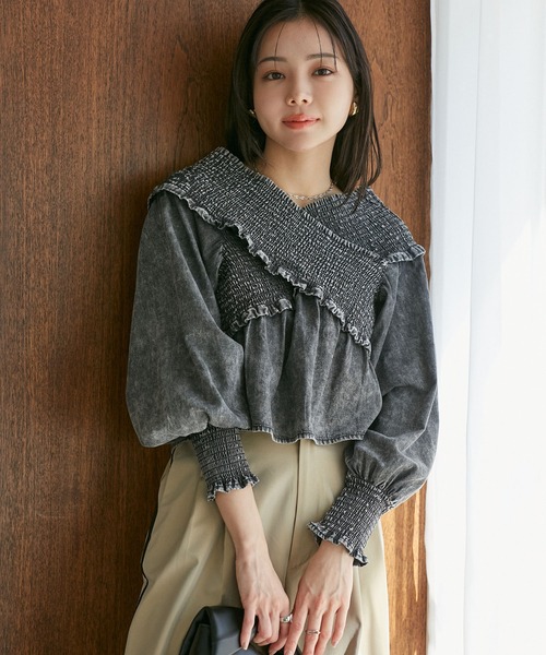 VIS(ビス)の「デニムライククロスシャーリングブラウス(シャツ/ブラウス・レディース・ブルー系その他4/スミクロ・FREE)」の12枚目の写真