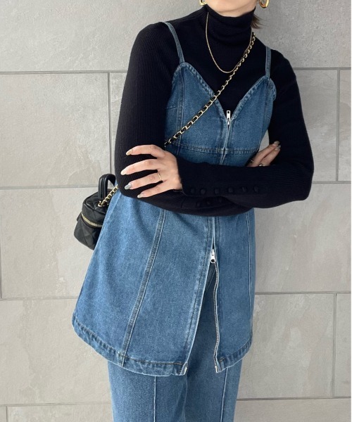 y/m by misato（イムバイミサト）の「デニムフロントジップビスチェ（ベスト・レディース・ブルー・FREE）」の5枚目の写真