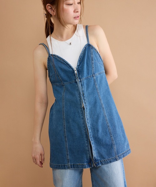 y/m by misato（イムバイミサト）の「デニムフロントジップビスチェ（ベスト・レディース・ブルー・FREE）」の21枚目の写真