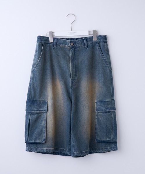 CIAOPANIC TYPY(チャオパニックティピー)の「【UNISEX】ハーフカーゴデニムパンツ(カーゴパンツ・メンズ・カーキ/チャコールグレー/ベージュ/ブラック/サックスブルー/インディゴブルー・MEDIUM/LARGE)」の11枚目の写真