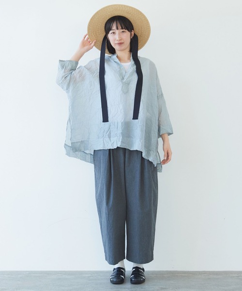 ユニ yuni 120/2 コットンナイロンギャザーロングスリーブ ブラウス yuni（ユニ ）の「120/2 コットンナイロンギャザーロング