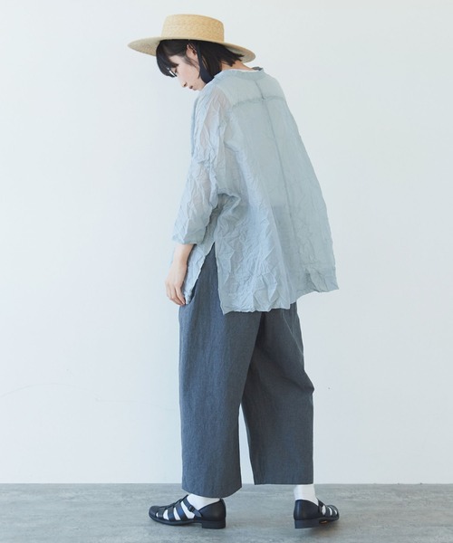 yuni ユニ　コットンナイロン　キャッチワッシャーシャツ NEW ARRIVAL】コットンナイロン キャッチワッシャーショート