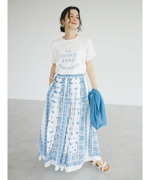 CRAFT STANDARD BOUTIQUE（クラフトスタンダードブティック）の「【追加】パネル柄マキシギャザースカート（スカート・レディース・ライトベージュ/チャコールグレー/ライトグリーン/ブルー・M/L）」の10枚目の写真