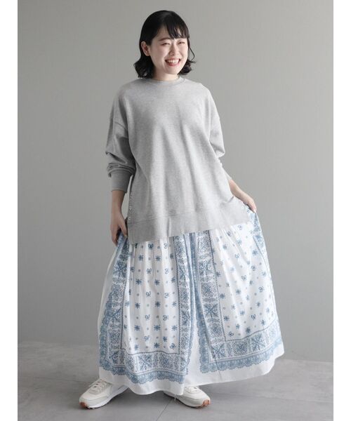 CRAFT STANDARD BOUTIQUE（クラフトスタンダードブティック）の「【追加】パネル柄マキシギャザースカート（スカート・レディース・ライトベージュ/チャコールグレー/ライトグリーン/ブルー・M/L）」の11枚目の写真