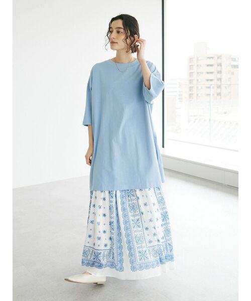 CRAFT STANDARD BOUTIQUE（クラフトスタンダードブティック）の「【追加】パネル柄マキシギャザースカート（スカート・レディース・ライトベージュ/チャコールグレー/ライトグリーン/ブルー・M/L）」の15枚目の写真