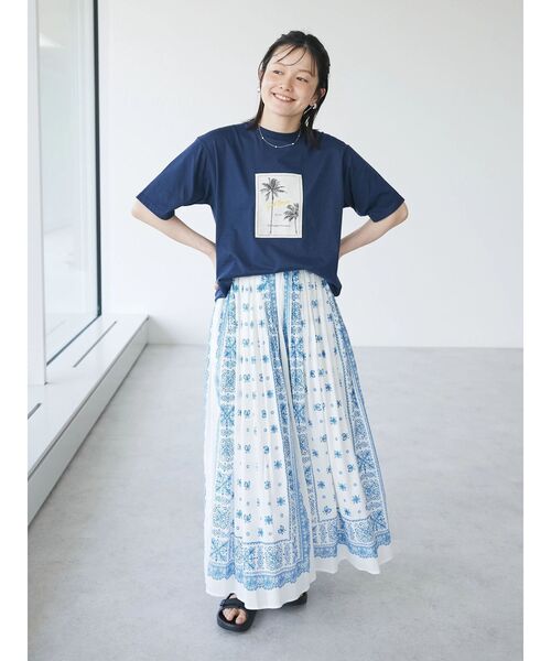 CRAFT STANDARD BOUTIQUE（クラフトスタンダードブティック）の「【追加】パネル柄マキシギャザースカート（スカート・レディース・ライトベージュ/チャコールグレー/ライトグリーン/ブルー・M/L）」の17枚目の写真