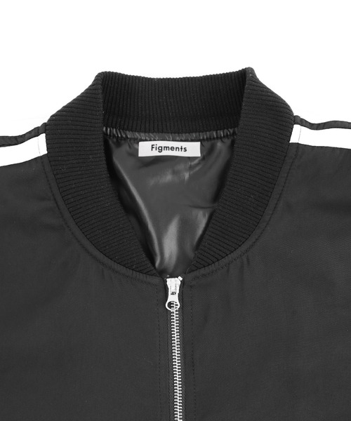 Figments（フィグメンツ）の「オーバーサイズラインボンバージャケット（ブルゾン・レディース・ブラック/ブルー・LARGE/X-LARGE）」の15枚目の写真