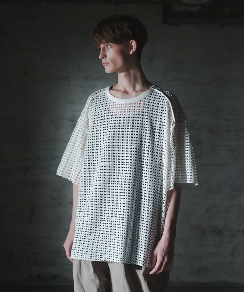 DOOPZ(ドープス)の「Mesh Pullover T-shirt - メッシュプルオーバーTシャツ(Tシャツ/カットソー・メンズ・ブラック/アイボリー・LARGE/MEDIUM/SMALL)」の1枚目の写真