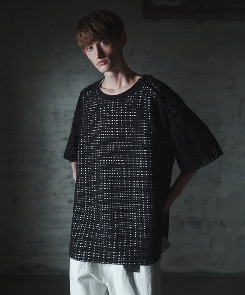 DOOPZ(ドープス)の「Mesh Pullover T-shirt - メッシュプルオーバーTシャツ(Tシャツ/カットソー・メンズ・ブラック/アイボリー・LARGE/MEDIUM/SMALL)」の2枚目の写真