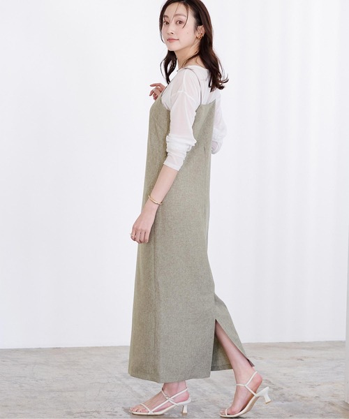 UR'S（ユアーズ）の「リネンライクIラインキャミワンピース（ワンピース・レディース・ブラック/アイボリー/サンドベージュ/ブルー系その他/ダークブラウン・S/M/L）」の22枚目の写真