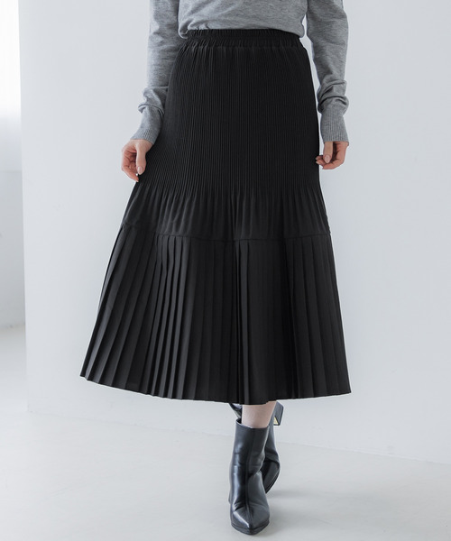 coca（coca）（コカ）の「プリーツ切り替えロングスカート（スカート・レディース・ホワイト/ブラック/グレー/ドット・ONE SIZE/LONG/SHORT）」の3枚目の写真