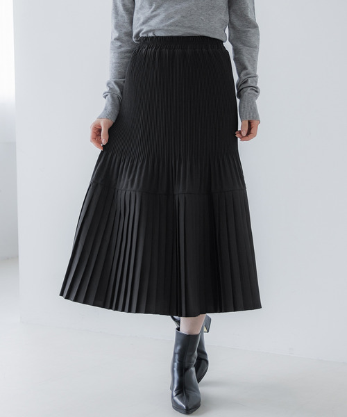 coca（coca）（コカ）の「プリーツ切り替えロングスカート（スカート・レディース・ホワイト/ブラック/グレー/ドット・ONE SIZE/LONG/SHORT）」の8枚目の写真