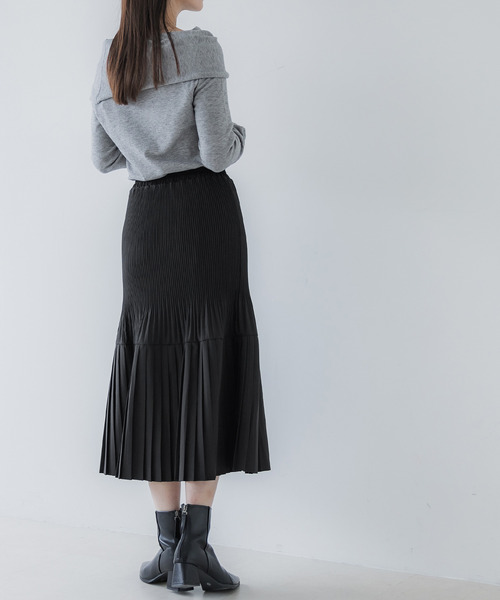 coca（coca）（コカ）の「プリーツ切り替えロングスカート（スカート・レディース・ホワイト/ブラック/グレー/ドット・ONE SIZE/LONG/SHORT）」の10枚目の写真