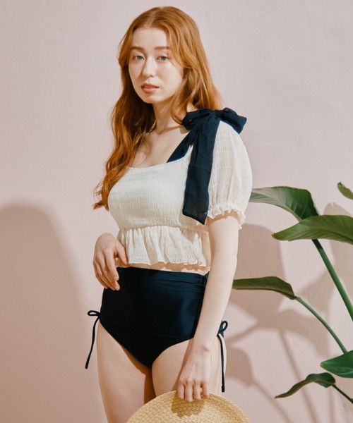 新品登場 セール】chiffon off shoulder ビキニ【BLUE EDGE】（水着 水着・ラッシュガード