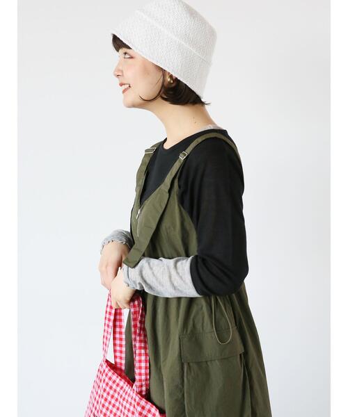 ehka sopo（エヘカソポ）の「Vネックカーゴジャンスカ（ワンピース・レディース・カーキ/ブラック/キナリ・F）」の21枚目の写真