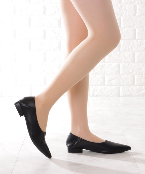 Lace Ladies（レースレディース）の「メタリック バー付き Vカット ローヒール パンプス（パンプス・レディース・ブラック/アイボリー・22.5/23/23.5/24/24.5）」の9枚目の写真