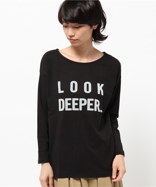 OUTLET（アウトレット）の「【Discoat Petit】LOOKフロッキーロゴL/S（シャツ/ブラウス・レディース・ブラック/オフホワイト/チャコールグレー・FREE）」の2枚目の写真