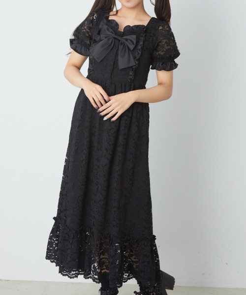 【セール】レースリボンロングワンピース（ワンピース）｜Ank Rouge（アンクルージュ）