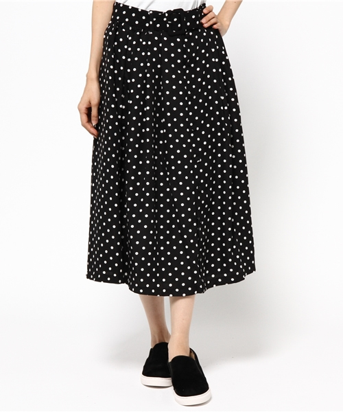 one after another NICE CLAUP（ワンアフターアナザーナイスクラップ）の「【mer11月号掲載 ナイスクラップ】ベルト付ミモレスカート（スカート・レディース・キャメル/カーキ/ドット・FREE）」の6枚目の写真