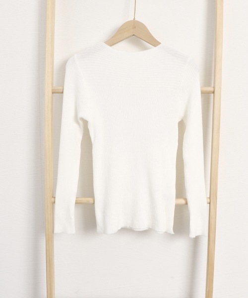Miniministore（ミニミニストア）の「リブ ニットトップス ボートネック 長袖（ニット/セーター・レディース・ブラック/ブラウン/グレー/ピンク/ホワイト・FREE）」の19枚目の写真