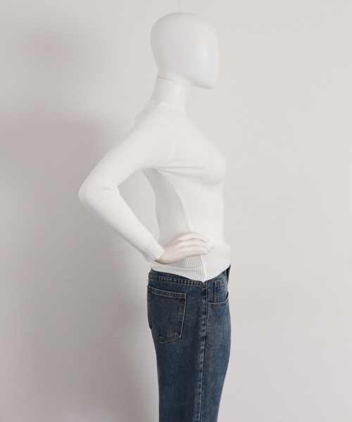 Miniministore（ミニミニストア）の「リブ ニットトップス ボートネック 長袖（ニット/セーター・レディース・ブラック/ブラウン/グレー/ピンク/ホワイト・FREE）」の21枚目の写真