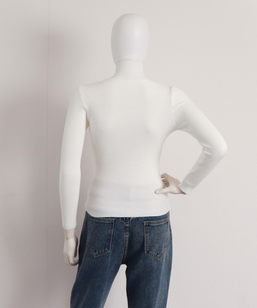 Miniministore（ミニミニストア）の「リブ ニットトップス ボートネック 長袖（ニット/セーター・レディース・ブラック/ブラウン/グレー/ピンク/ホワイト・FREE）」の22枚目の写真